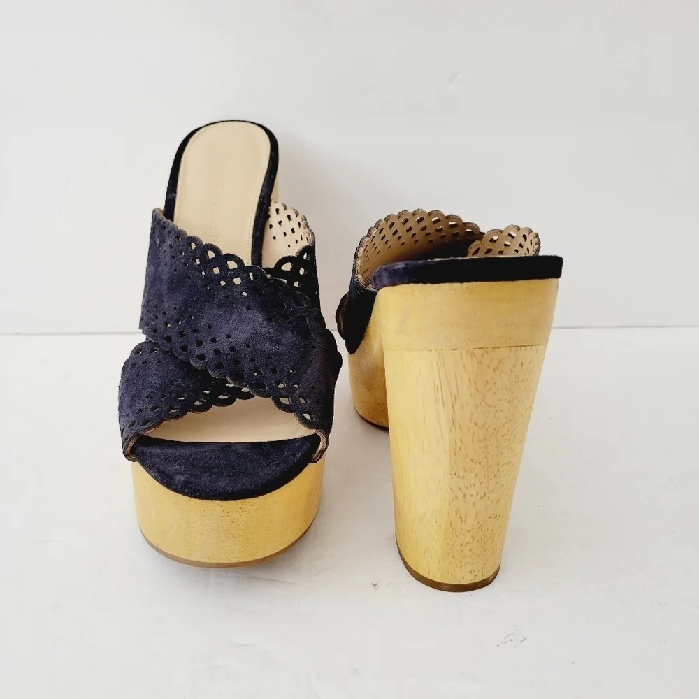 NEW Veronica Beard Gaynor Platform Sandals In Eclipse Navy Size 9.5